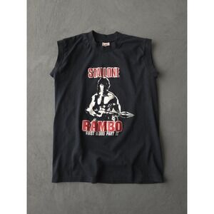 Vintage 1980s Rambo First Blood Part II Black Sleeveless T-shirt Stallone M